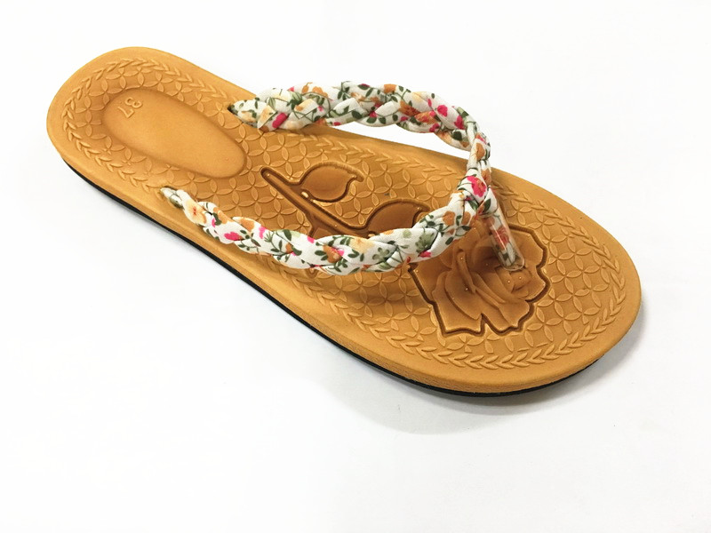 Fabric woven upper with flower cut out insole ladies EVA sli